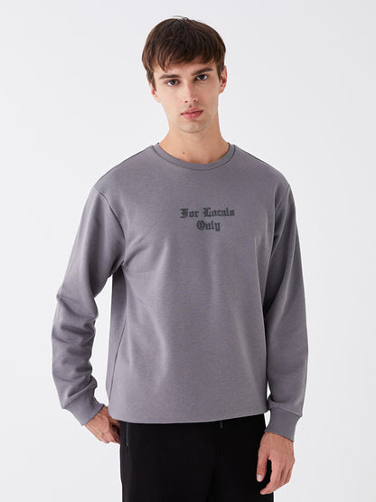 Crew Neck Long Sleeve Printed Men's Sweatshirt