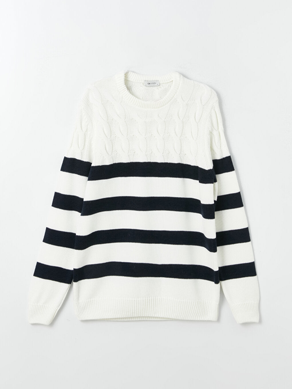 Crew Neck Long Sleeve Striped Men's Knitwear Sweater