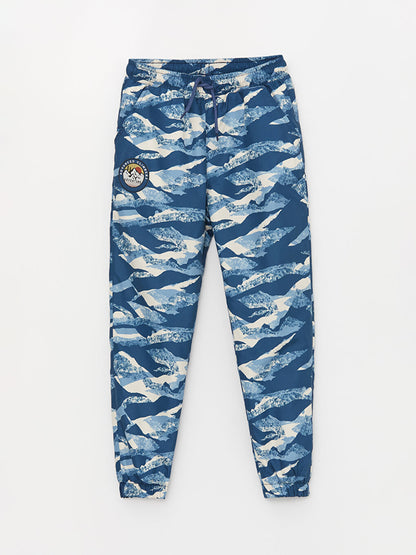 Elastic Waist Printed Fleece Lined Boy's Trousers