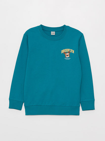 Crew Neck Printed Long Sleeve Boy's Sweatshirt