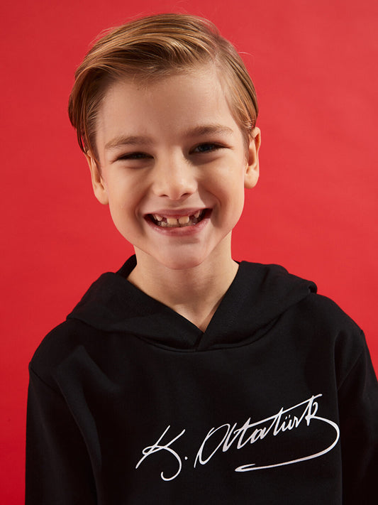 Ataturk Signature Printed Boy Hoodie