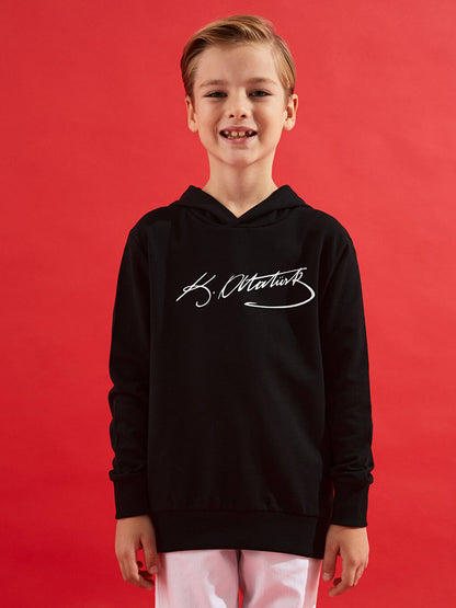 Ataturk Signature Printed Boy Hoodie