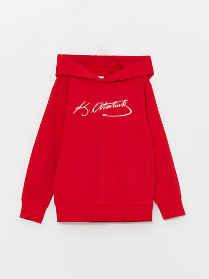 Ataturk Signature Printed Boy Hoodie