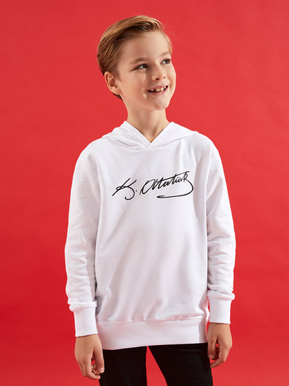 Ataturk Signature Printed Boy Hoodie