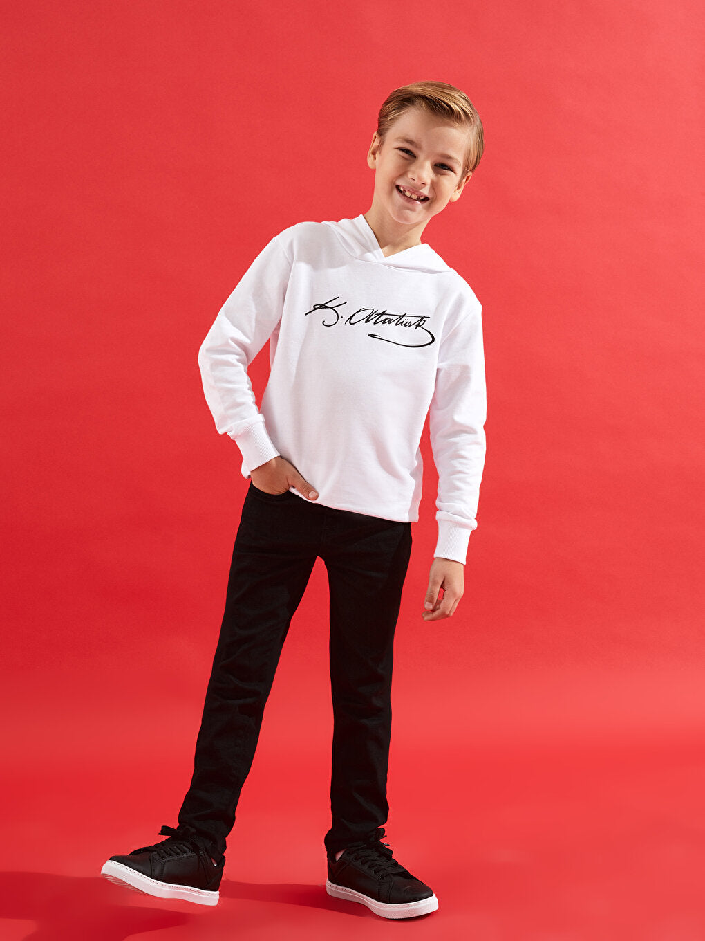 Ataturk Signature Printed Boy Hoodie