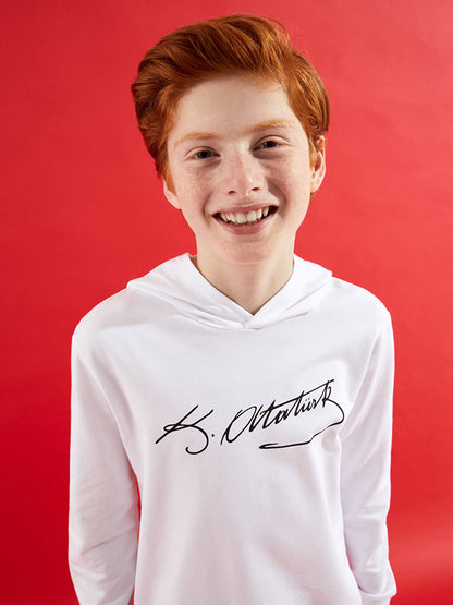 Ataturk Signature Printed Boy Hoodie