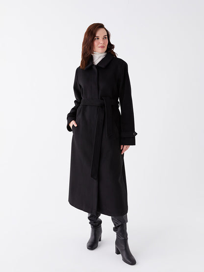 Women's Shirt Collar Plain Cuff Coat