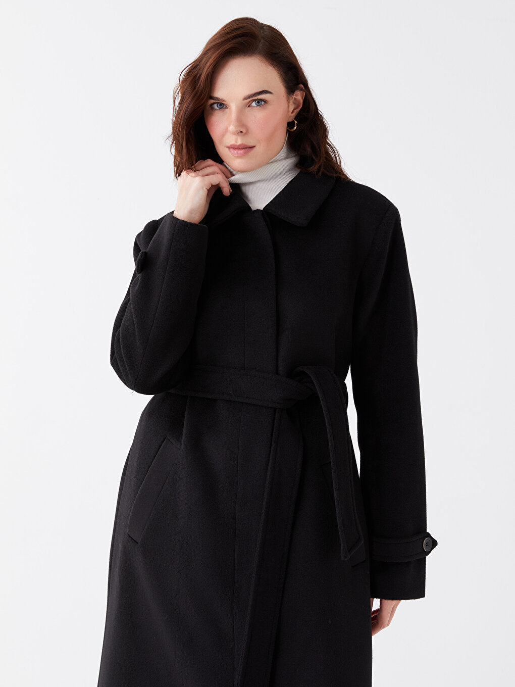 Women's Shirt Collar Plain Cuff Coat