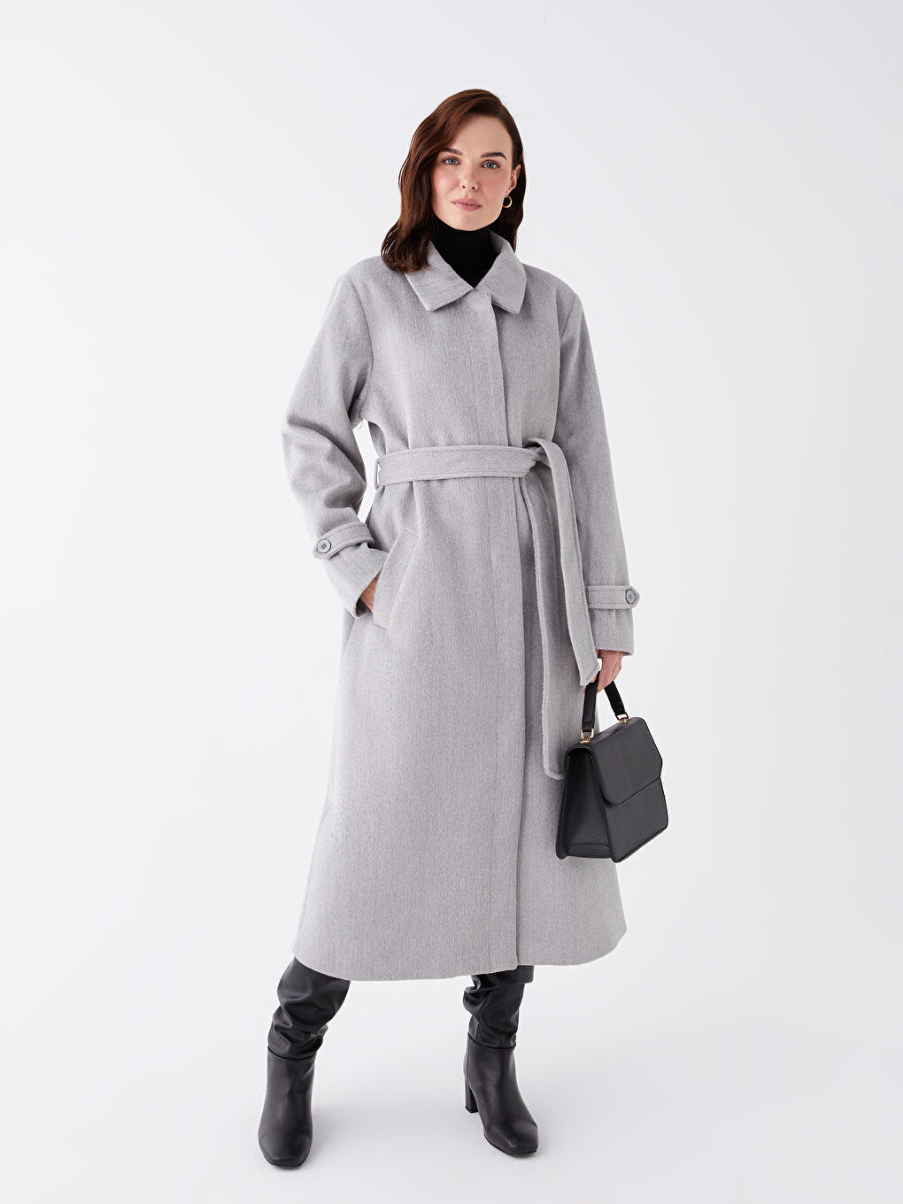 Women's Shirt Collar Plain Cuff Coat