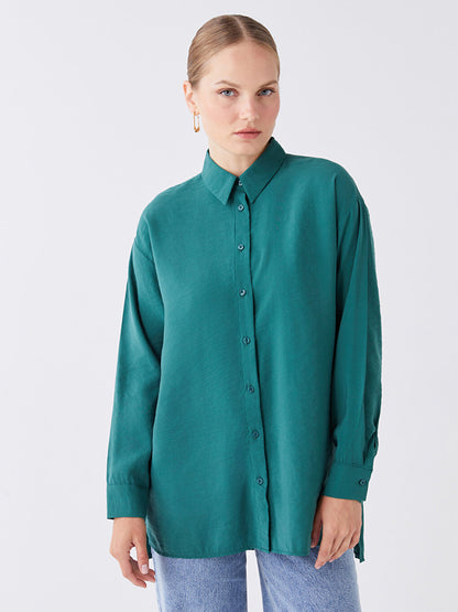 Plain Long Sleeve Oversize Women's Shirt Tunic