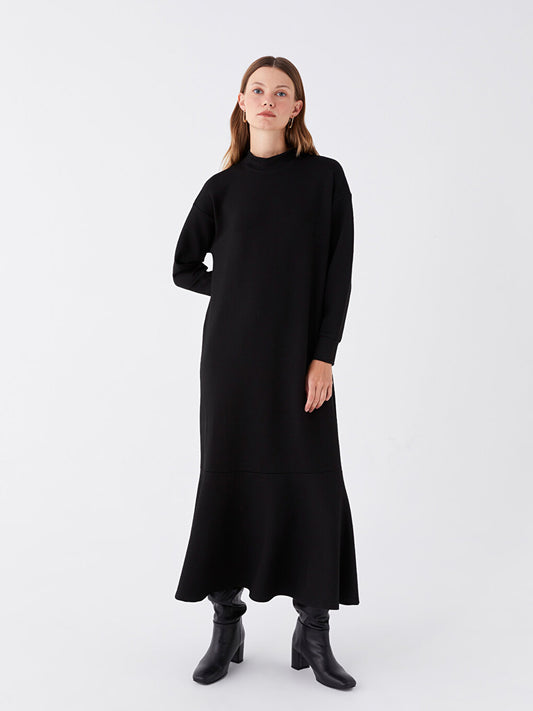 High Collar Straight Long Sleeve Women's Dress