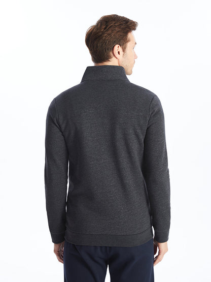 High Collar Long Sleeve Men's Zipper Sweatshirt