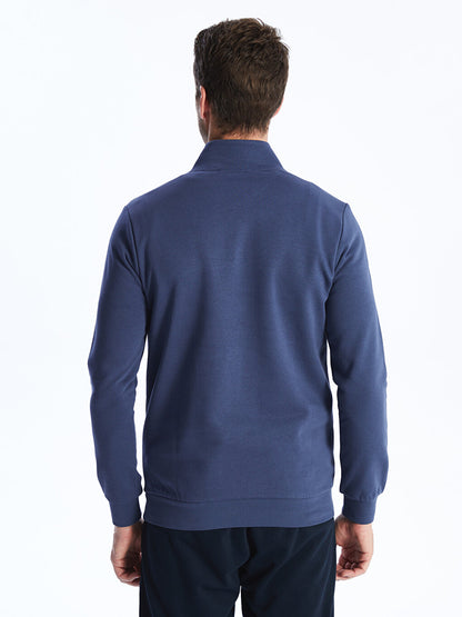 High Collar Long Sleeve Men's Zipper Sweatshirt