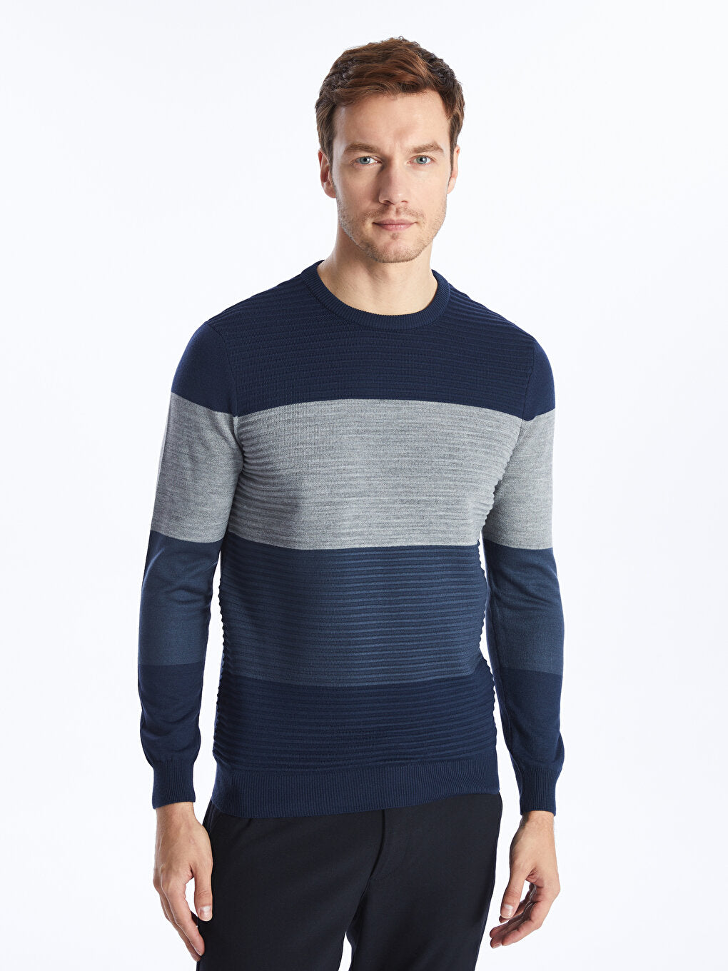 Crew Neck Long Sleeve Men's Knitwear Sweater