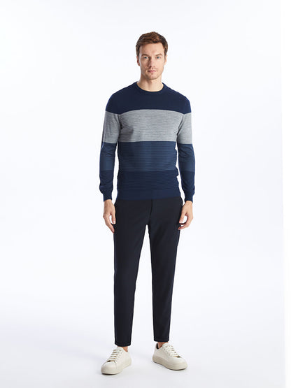 Crew Neck Long Sleeve Men's Knitwear Sweater