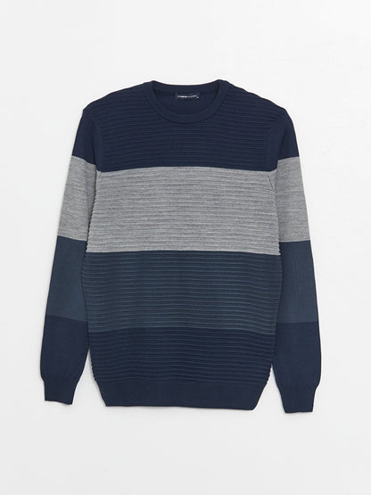 Crew Neck Long Sleeve Men's Knitwear Sweater