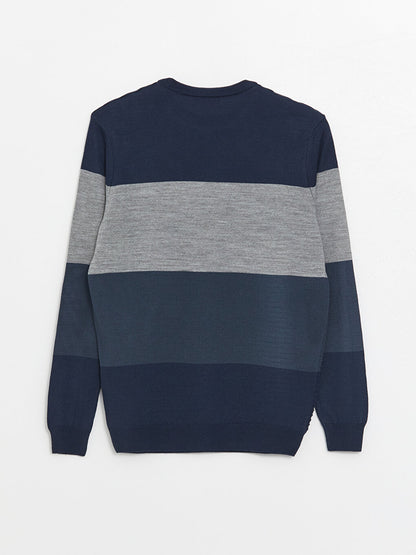 Crew Neck Long Sleeve Men's Knitwear Sweater