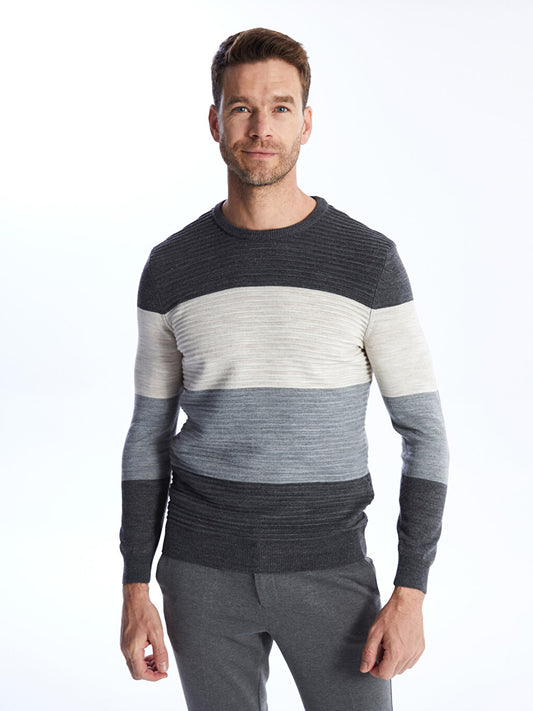 Crew Neck Long Sleeve Men's Knitwear Sweater