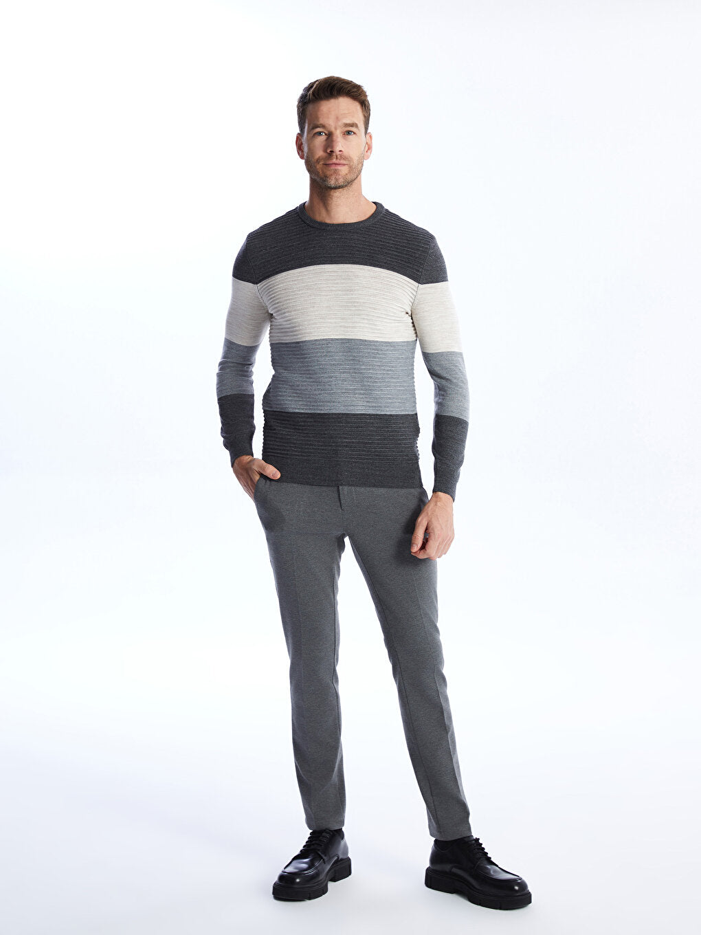 Crew Neck Long Sleeve Men's Knitwear Sweater