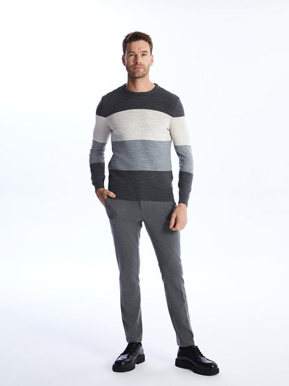 Crew Neck Long Sleeve Men's Knitwear Sweater