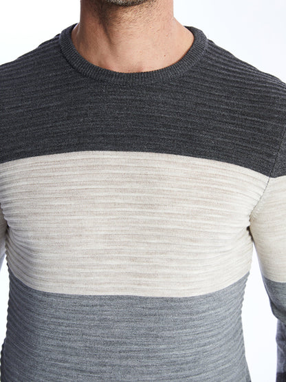 Crew Neck Long Sleeve Men's Knitwear Sweater