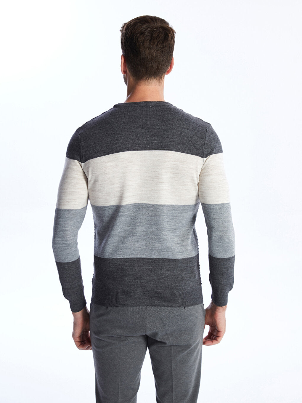 Crew Neck Long Sleeve Men's Knitwear Sweater