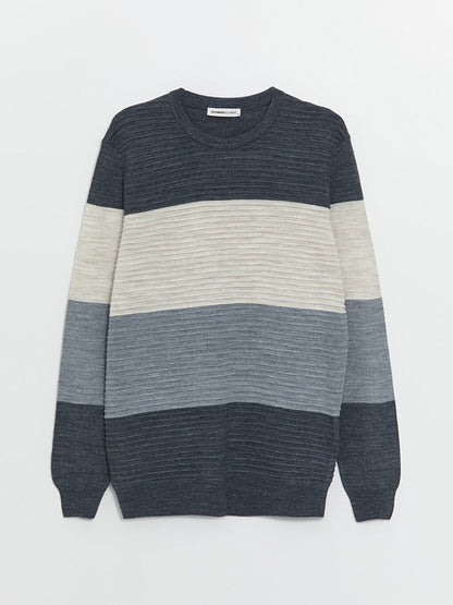 Crew Neck Long Sleeve Men's Knitwear Sweater