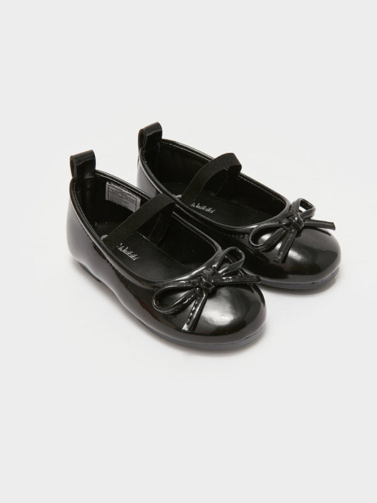 Leather Look Velcro Baby Girl Ballerinas