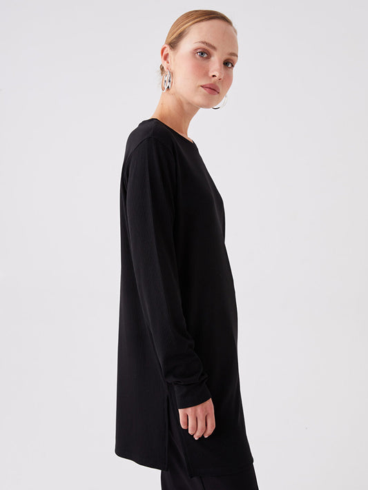 Crew Neck Plain Long Sleeve Women's Tunic