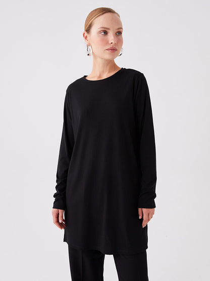 Crew Neck Plain Long Sleeve Women's Tunic