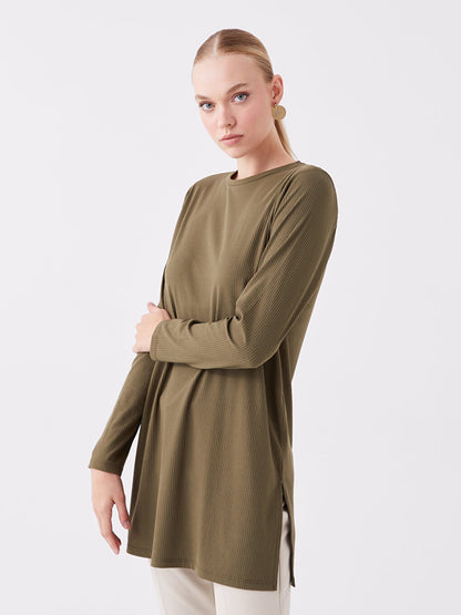 Crew Neck Plain Long Sleeve Women's Tunic