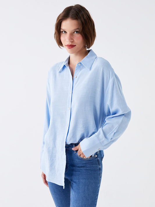 Plain Long Sleeve Oversize Women's Shirt