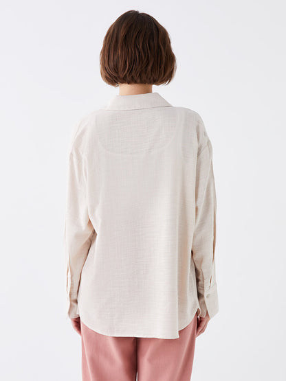 Plain Long Sleeve Oversize Women's Shirt