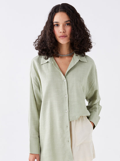 Plain Long Sleeve Oversize Women's Shirt