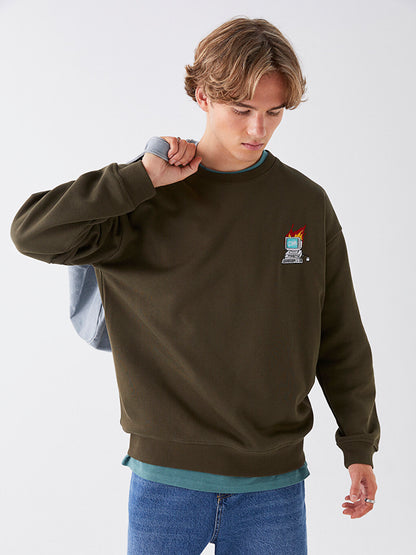 Crew Neck Long Sleeve Printed Men's Sweatshirt