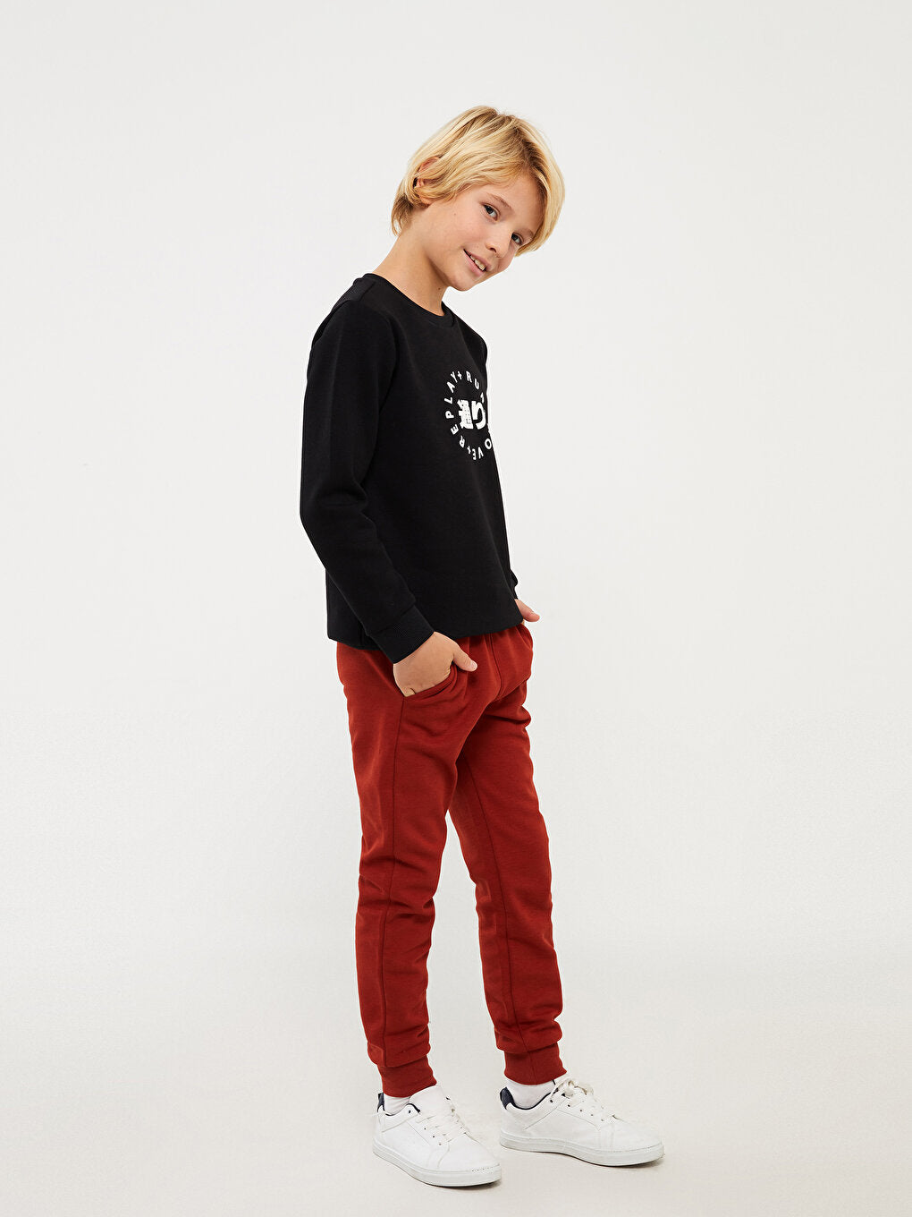 Crew Neck Printed Long Sleeve Boy's Sweatshirt