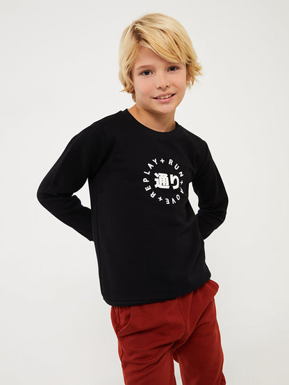 Crew Neck Printed Long Sleeve Boy's Sweatshirt