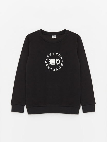 Crew Neck Printed Long Sleeve Boy's Sweatshirt