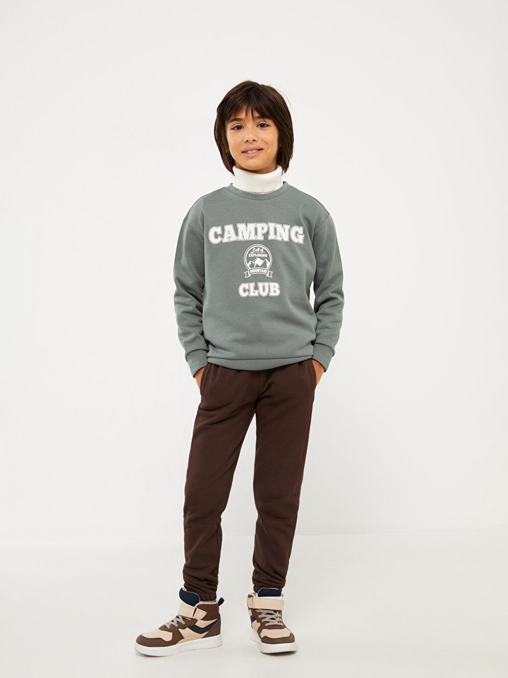 Crew Neck Printed Long Sleeve Boy's Sweatshirt