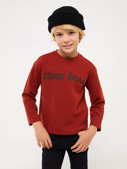 Crew Neck Printed Long Sleeve Boy's Sweatshirt