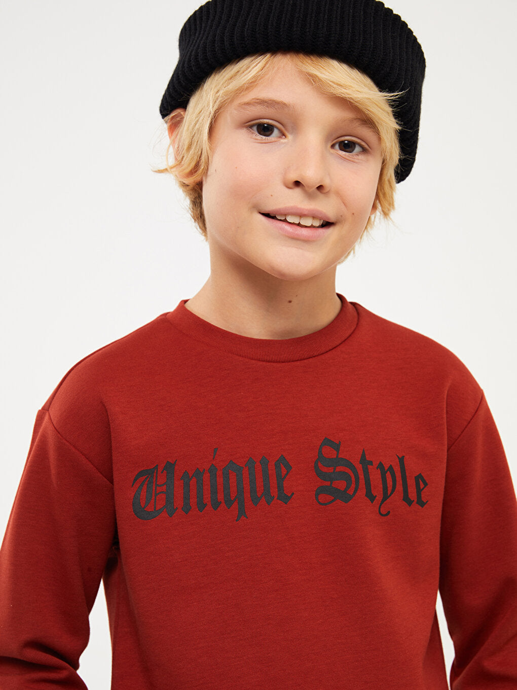 Crew Neck Printed Long Sleeve Boy's Sweatshirt