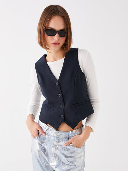 Women's V-Neck Plain Classic Vest