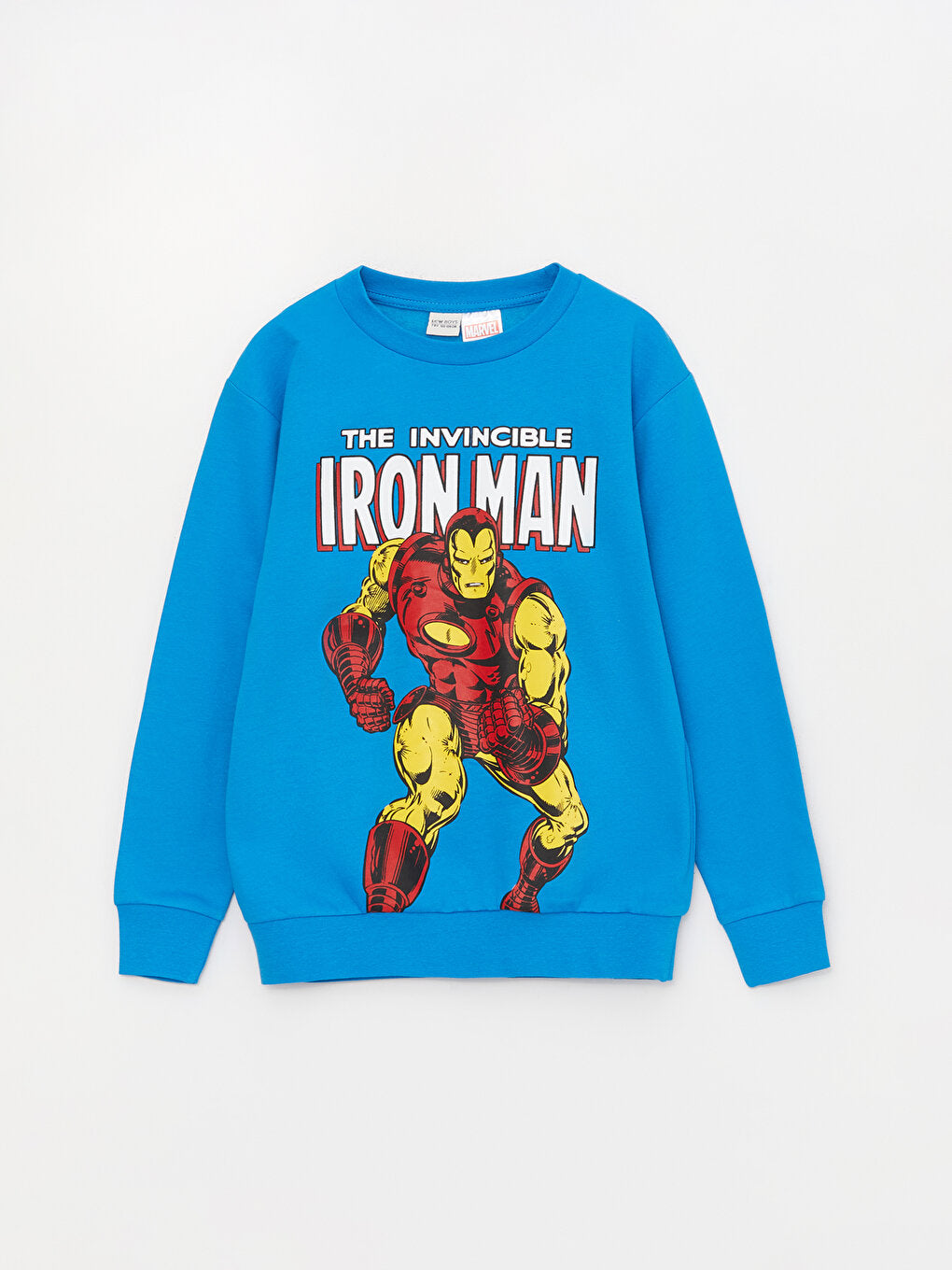 Crew Neck Iron Man Printed Long Sleeve Boy's Sweatshirt