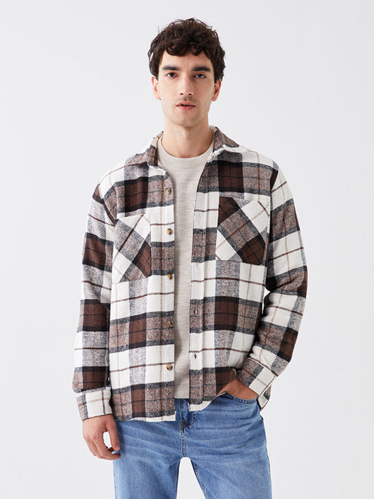 Comfortable Fit Long Sleeve Plaid Men's Lumberjack Shirt Jacket