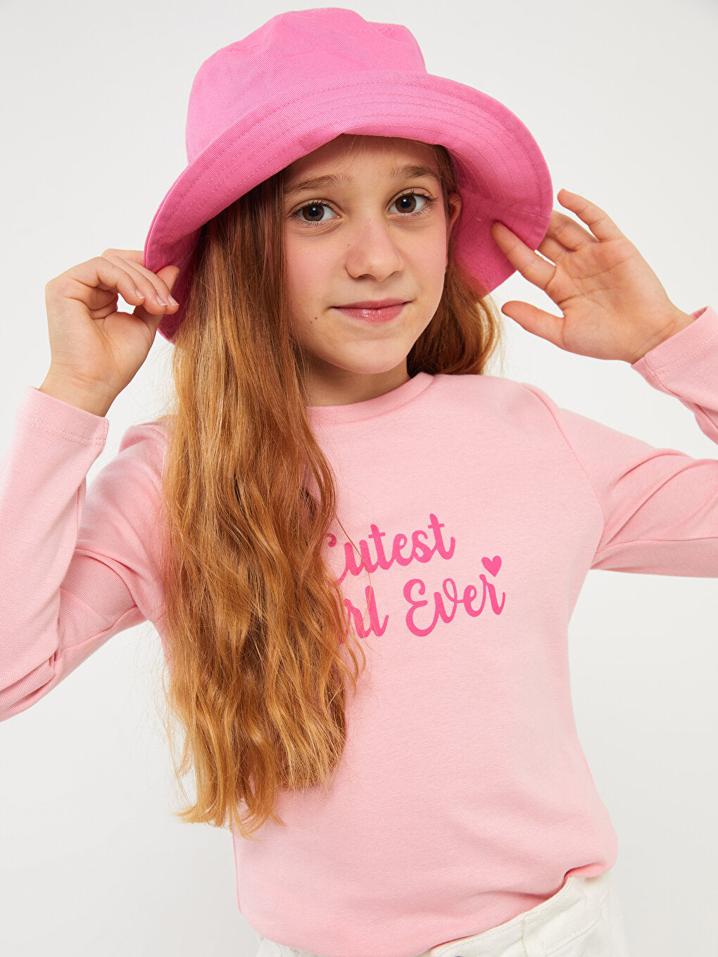 Crew Neck Printed Long Sleeve Girls' T-Shirt