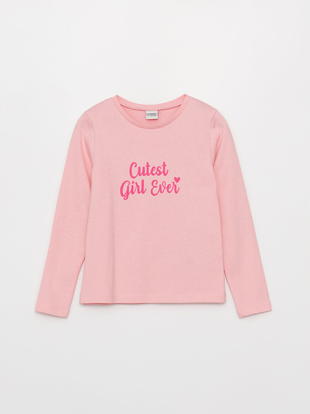 Crew Neck Printed Long Sleeve Girls' T-Shirt