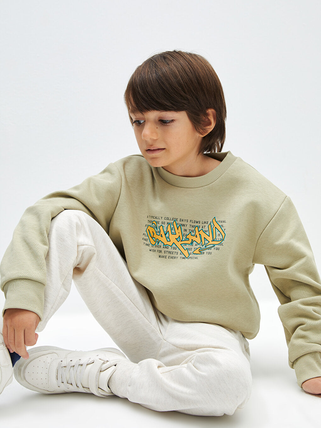 Crew Neck Printed Long Sleeve Boy's Sweatshirt