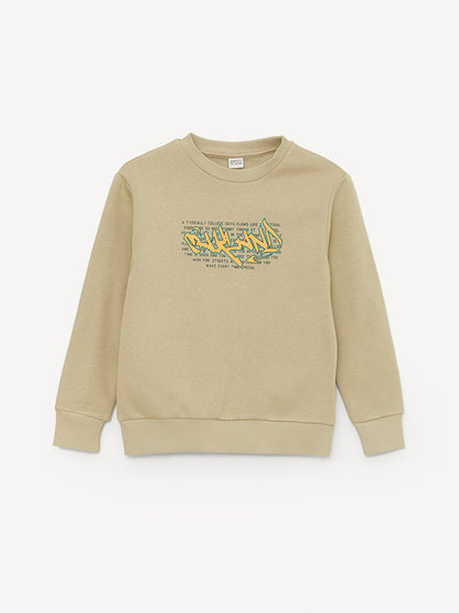 Crew Neck Printed Long Sleeve Boy's Sweatshirt