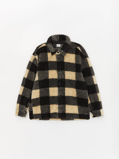 Comfortable Fit Plaid Plush Boy's Shirt Jacket