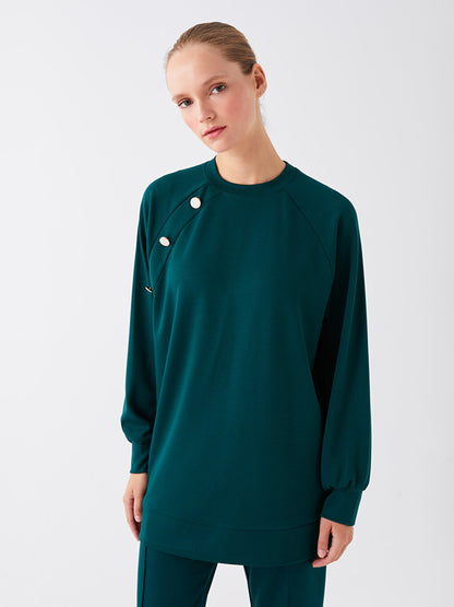 Crew Neck Plain Long Sleeve Women's Tunic